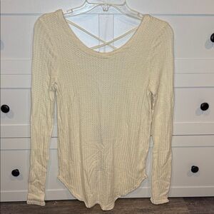 Chaser cross back waffle knit long sleeve top